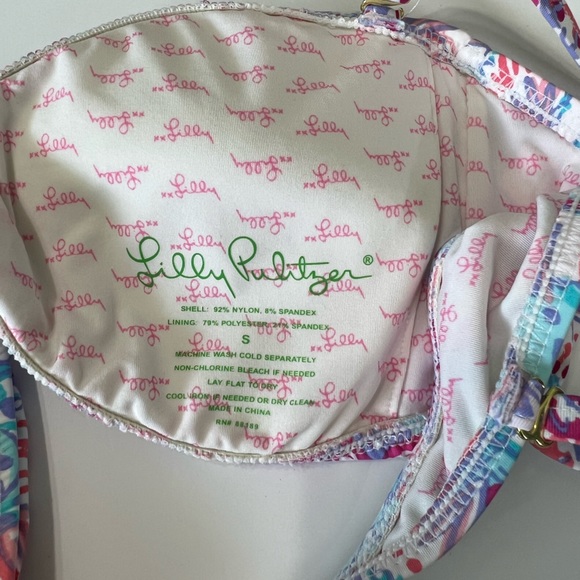 EUC Lilly Pulitzer Floral Bikini Top with Tie in Middle - Picture 4 of 4